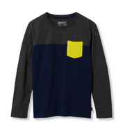 Boys Territory Long-Sleeve Pocket T-Shirt - CHARCOAL HEATHER