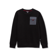 Boys Camp Fleece Pocket Crewneck - BLACK