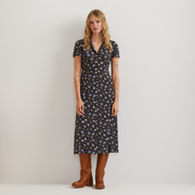 Women's Camp Collar Short-Sleeve Midi Dress - Carbon