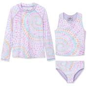Girls Sea Spray 3 PC LS Swim Set - CARNATION