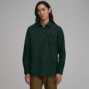 Men's Long-Sleeve Fine Wale Corduroy Shirt - Solid - Dark Mint