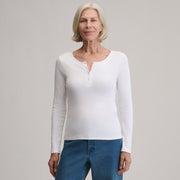 Women's Softline Rib Long-Sleeve Henley - White