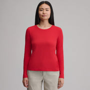 Women's Everyday Long-Sleeve Crewneck T-Shirt - Chili