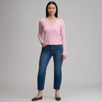 Women's Long-Sleeve Rib Y-Neck Henley