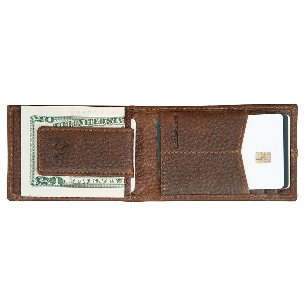 Rugged Leather Money Clip Bifold Wallet