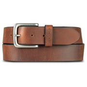 Men's Bridle Leather Belt With Nickel Finish Buckle - TAN