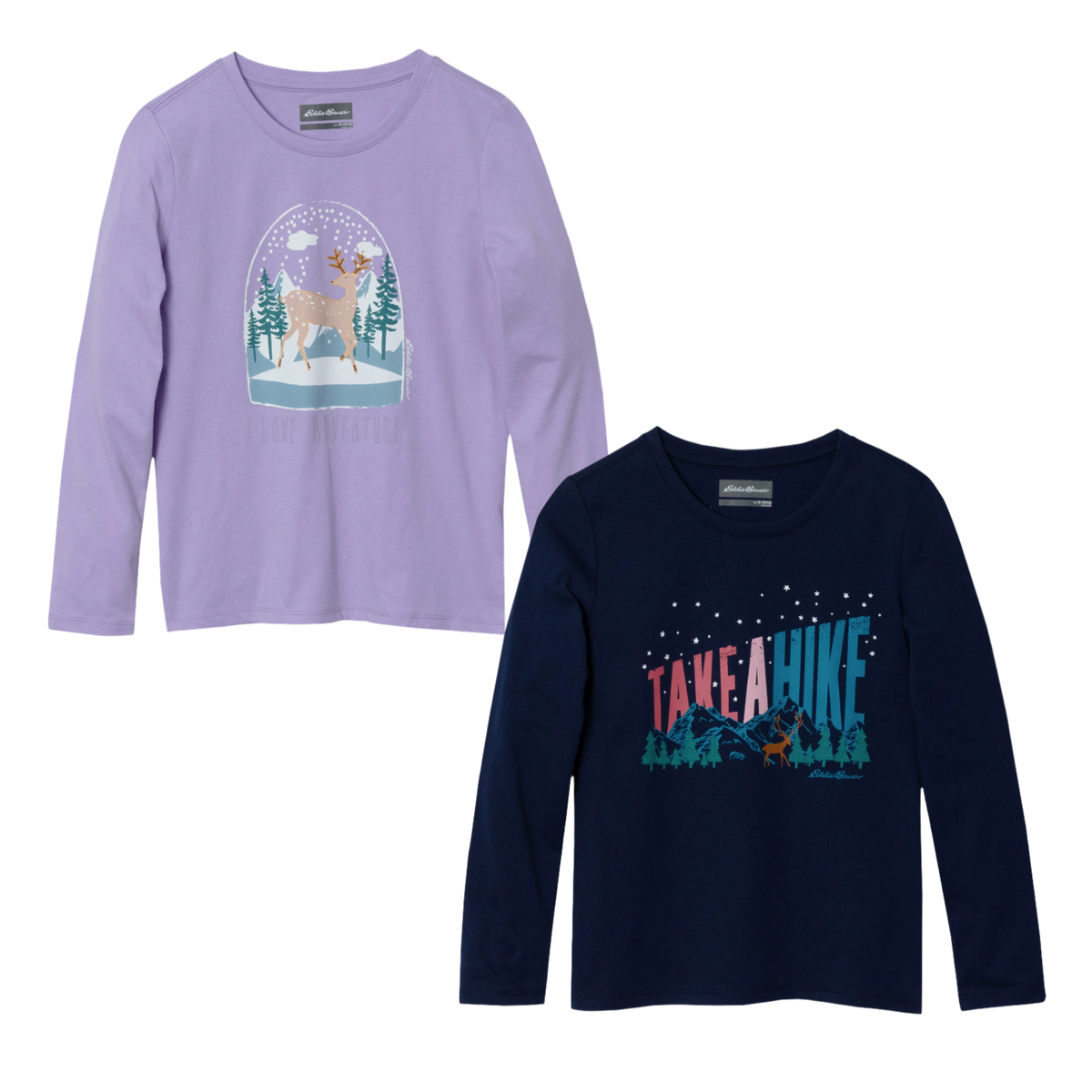 Girls Graphic Long-Sleeve T-Shirt - 2 Pack